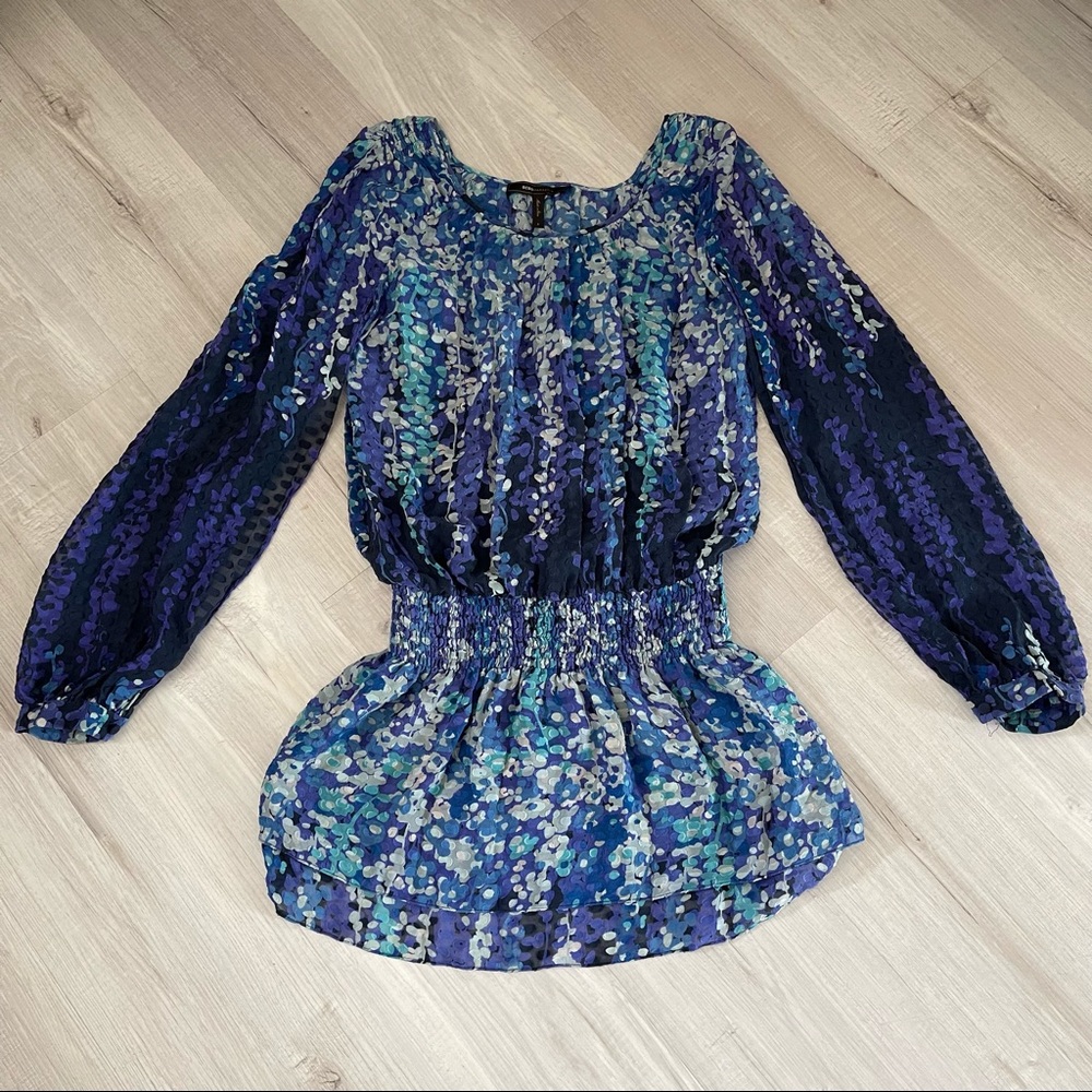 BCBG blue floral mini dress/shirt
